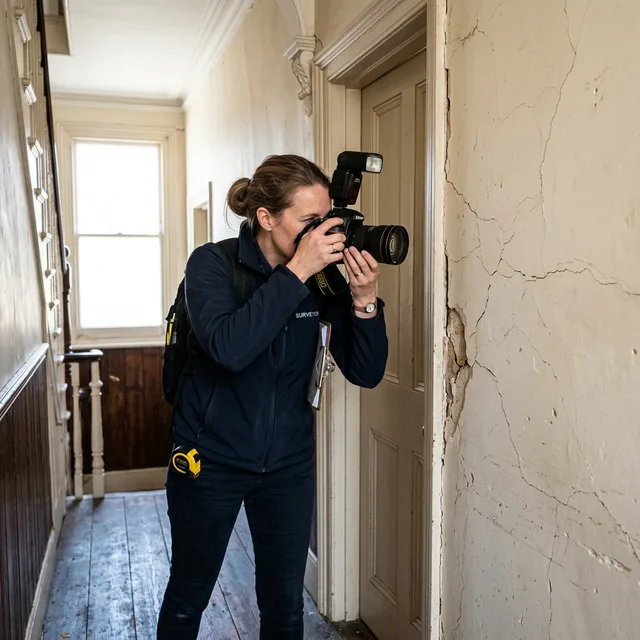 Surveyor preparing a schedule of condition of a neighbouring property